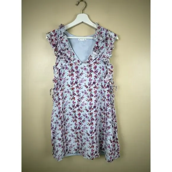 Club Monaco Women’s Size 0 Sundress Floral Ruffle Silk Trim Cottagecore Coastal - Picture 3 of 10